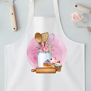 Utensils Apron | Baking Apron | Watercolor Graphic Apron | Kitchen Accessories | Kitchen Gifts for Her | Gifts for Bakers