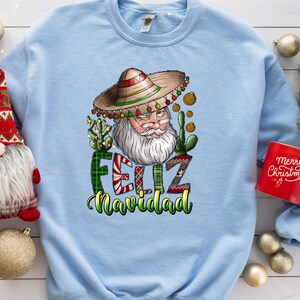 Festive Feliz Navidad Sweater | Mexican Christmas Sweatshirt | Santa Claus Festive Wear | Cultural Christmas Clothing | Seasonal Sweater