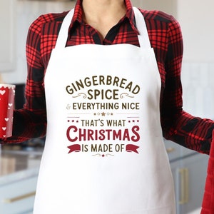 Tablier épicé de pain d&#39;épice | Tablier de Noël | Tablier de fête des fêtes | Tablier de cuisine saisonnier | Cadeaux pour les boulangers | Accessoires de cuisine