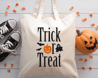 Trick or Treat Cotton Tote Bag | Halloween Candy Bag
