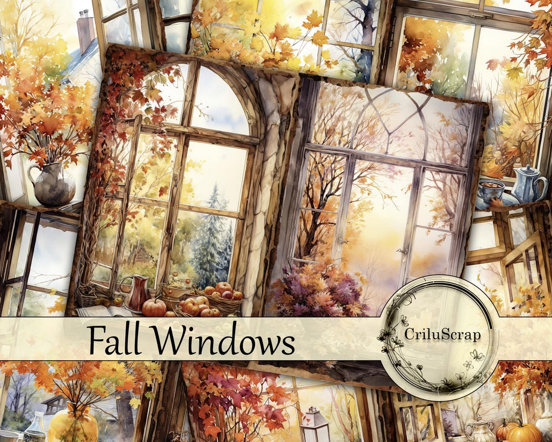 Fall Window Print Fall Windows Junk Journal,digital Paper for Cozy Autumn,scrapbook Album ...
