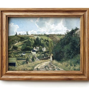 Hillside Country View, Vintage Impressionist Painting, Printable Digital Download, Pastoral Wall Decor