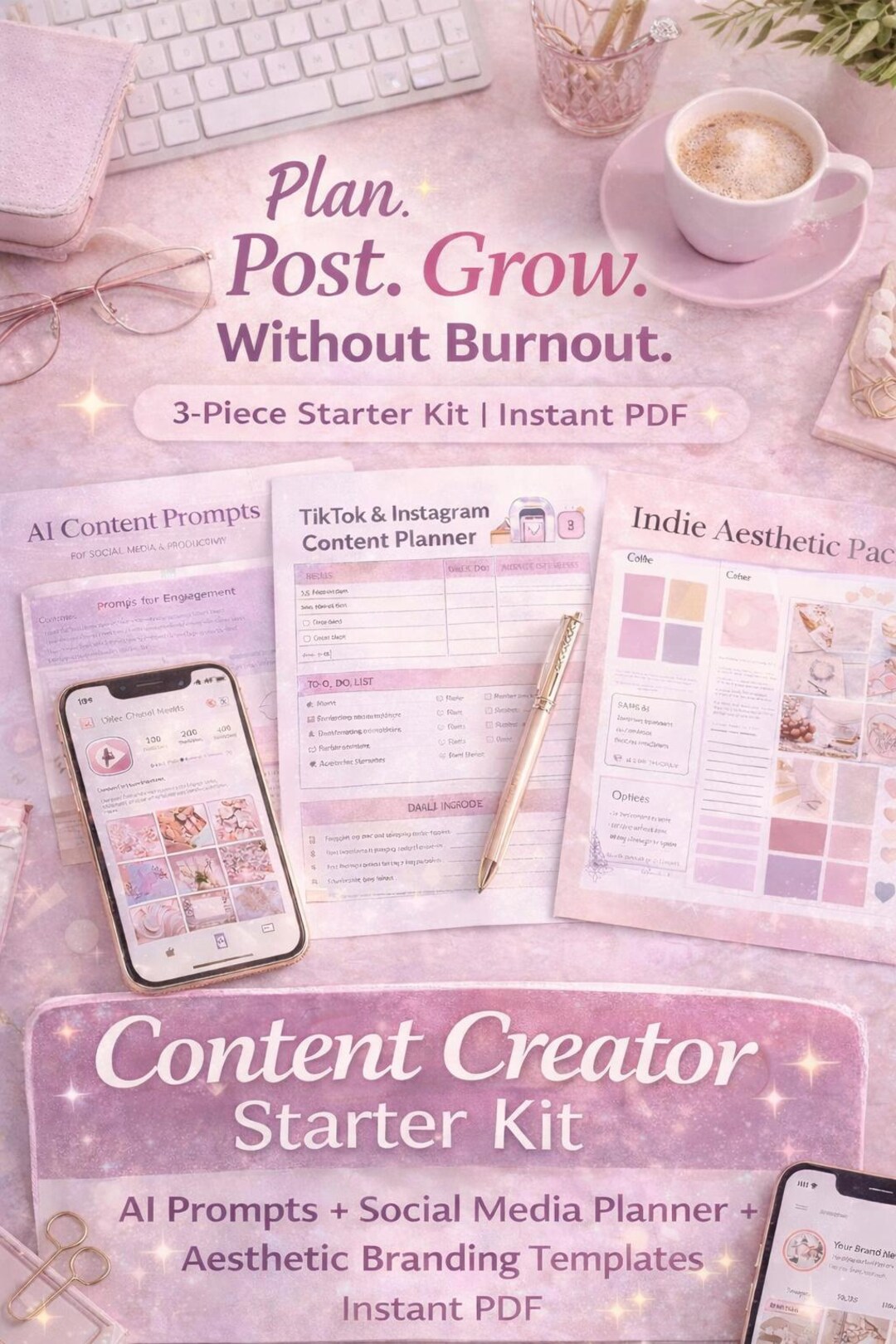 Content Creator Starter Kit • Printable Social Media Planner • AI ...