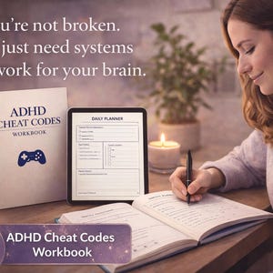 ADHD-cheatcodes voor volwassenen | Afdrukbare focus | Productiviteitstoolkit voor executieve functies, taakverlamming en mentale helderheid