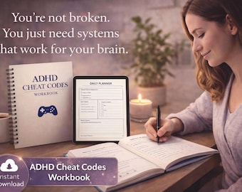 ADHS Cheats für Erwachsene | Druckbare Fokus | Toolkit für Exekutivfunktion, Aufgabenlähmung und mentale Klarheit