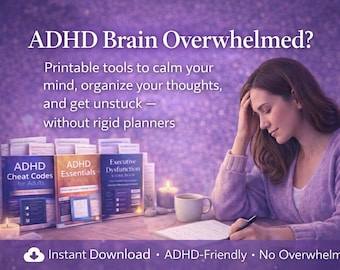 ADHD Planner Bundle for Adults | Executive Function Tools (Instant Download, 64 Pages)
