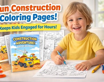 Truck Coloring Book | Construction Activity Pages for Kids (Instant Download)