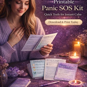 Zeszyt ćwiczeń „SOS w panice” | Zestaw narzędzi do druku, który pomoże Ci szybko uspokoić lęk i się uziemić