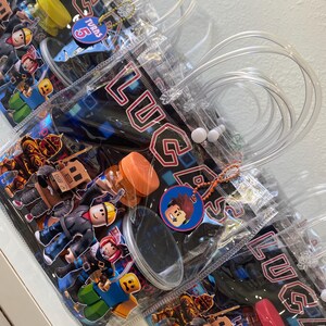 Roblox Party Favor Set Personalized | Roblox Birthday Treat Bag with Nutella, Pringles & Bubbles | Custom Roblox Goodie Bags image 2