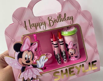 Luxury Pink Minnie Mouse Favor Box | Minnie Mouse Party Favor | Gold Lettering | Minnie Birthday Party Box | Girls Birthday Favor