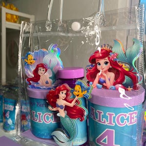 Personalized Clear Mermaid Ariel Favor Bags – Soft Purple Under the Sea Magic!