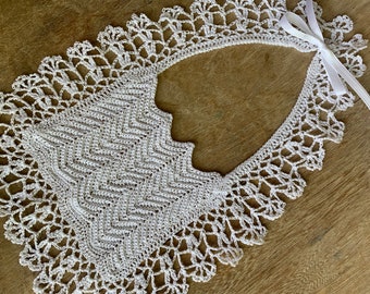 White Crocheted Lacy Heirloom baby bib, lacy baby bib, christening baby bib, Baptism Bib, lacy baby accessory, lacy crocheted baby bib