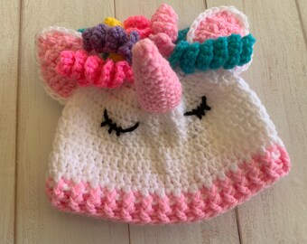 Bonnet bébé au crochet, bonnet bébé licorne, bonnet animal au crochet pour bébé, bonnet licorne au crochet, bonnet licorne au crochet, bonnet licorne de trois mois