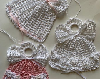 Anges de Noël au crochet, ensemble de trois ornements, ornements d'arbre de Noël, décorations de vacances, héritage, anges en dentelle, fil au crochet