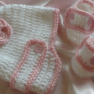 Crochet Baby Hat, Crocheted Baby Booties, Baby Hat with Brim. Baby Hat with Flower, Newborn Baby Girl Hat, Christening Hat, Booties