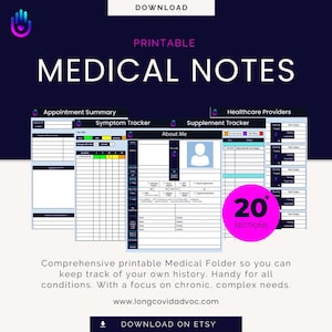 medical planner, medical binder, chronic illness medical planner, medical tracker PDF, medication tracker, medical planner printable,
