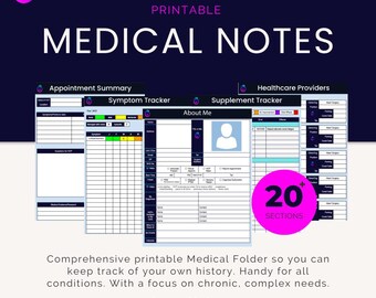 medical planner, medical binder, chronic illness medical planner, medical tracker PDF, medication tracker, medical planner printable,