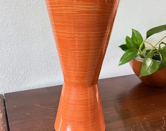 Large Vintage McCoy Harmony Line 1961 Tangerine Orange MCM pottery 12" vase 908