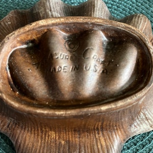 Vintage Treasure Craft ceramic clam shell volcanic lava red orange Busch Gardens tiki trinket souvenir dish image 6