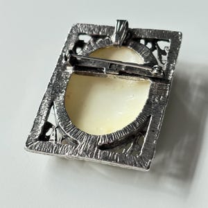 Vintage Sugared Floral Brooch: Antiqued Silvertone Cottagecore Grannycore Pin image 4