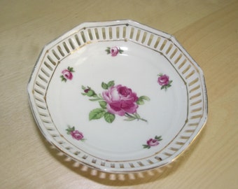 Pretty porcelain trinket dish with roses • Grannycore Grandma stuff cottagecore by Schumann Germany