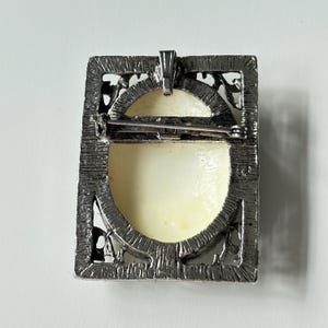 Vintage Sugared Floral Brooch: Antiqued Silvertone Cottagecore Grannycore Pin image 5