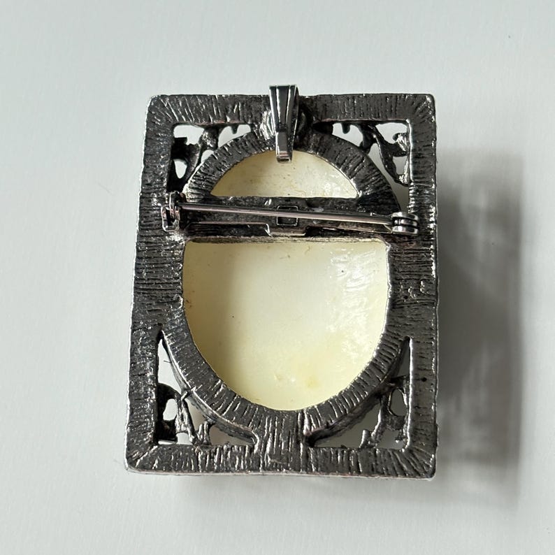 Vintage Sugared Floral Brooch: Antiqued Silvertone Cottagecore Grannycore Pin image 5