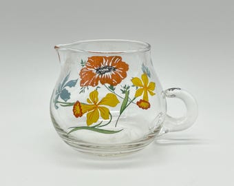 Vintage Dorothy Thorpe Primavera Sigma Glass 3" Creamer Pitcher Wildflowers