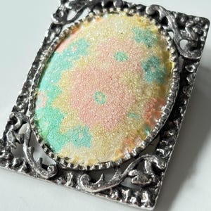 Vintage Sugared Floral Brooch: Antiqued Silvertone Cottagecore Grannycore Pin image 2