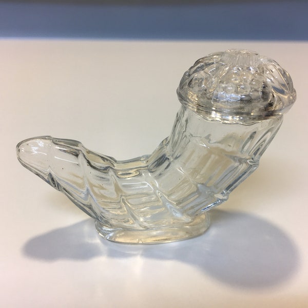 Vintage Czech glass cornucopia horn-of-plenty salt shaker single replacement boho Bohemian table decor
