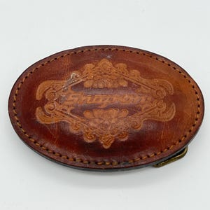 Vintage Snap-On Tools Promo Leather Belt Buckle SPP-524 Wrenches Spanners Art Nouveau vines trucker cowboy biker mechanic garage