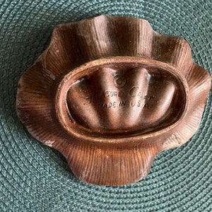 Vintage Treasure Craft ceramic clam shell volcanic lava red orange Busch Gardens tiki trinket souvenir dish image 4