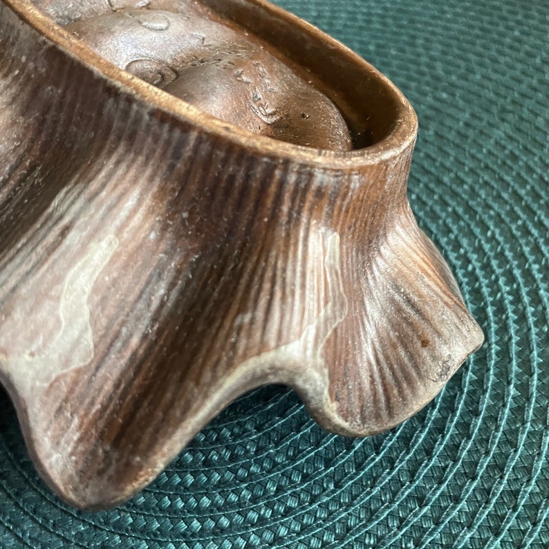Vintage Treasure Craft ceramic clam shell volcanic lava red orange Busch Gardens tiki trinket souvenir dish image 7