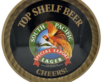 Vintage Metal Beer Tray South Pacific Lager Tin Bird Breweriana Top Shelf Cheers