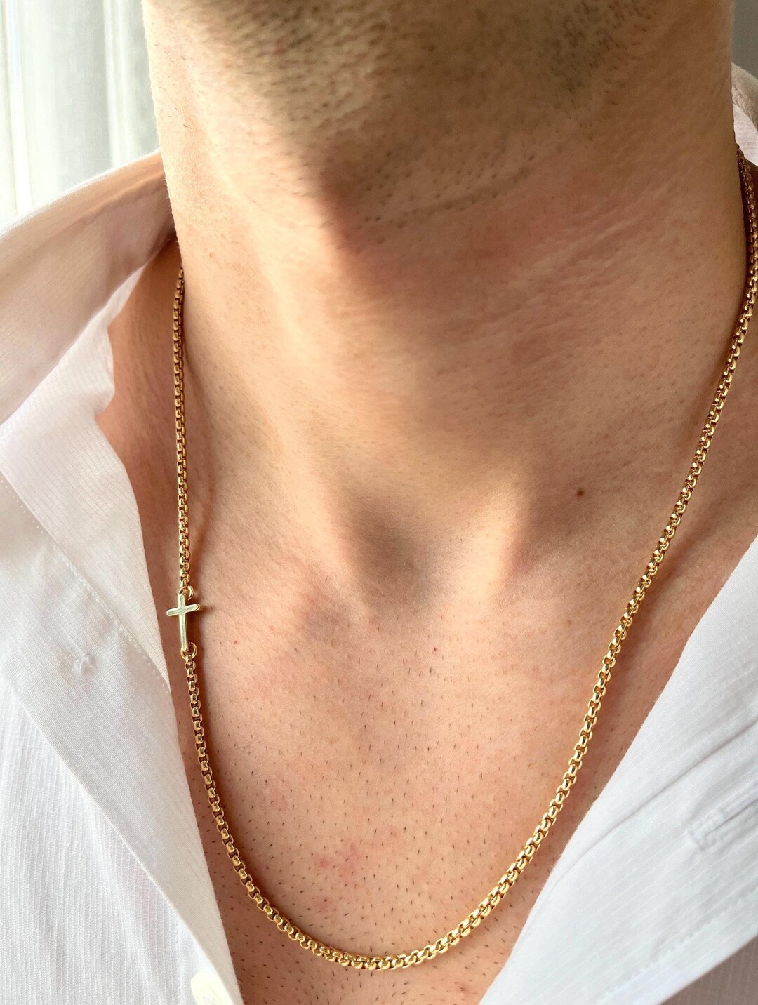 Sideways Cross Necklace Gold Tiny Cross Necklace Mens Gold Cross 