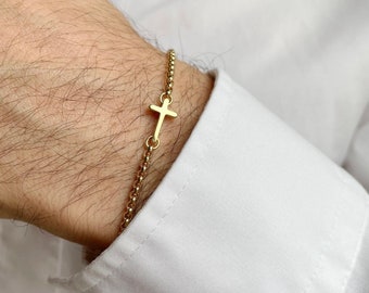 Buy Mens Rosary Bracelet Gold, Cross Bracelet, Boyfriend Bracelet