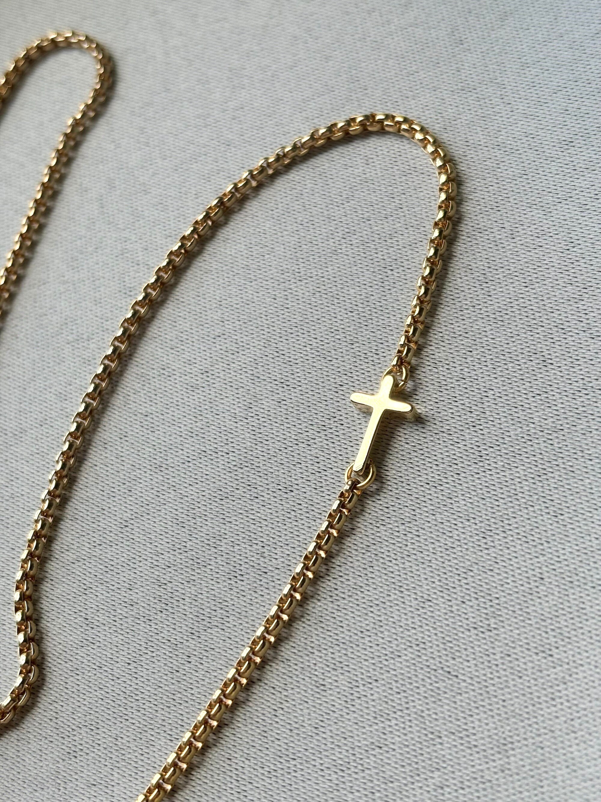 Sideways Cross Necklace Gold Tiny Cross Necklace Mens Gold Cross 