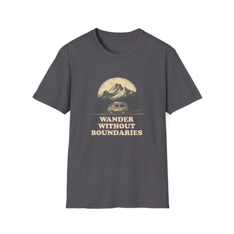 Wander Without Boundaries Van Life T-Shirt | Minimalist Road Trip Graphic Tee Gift for Nomads, Travelers, and Outdoor Lovers, Camping Van image 8