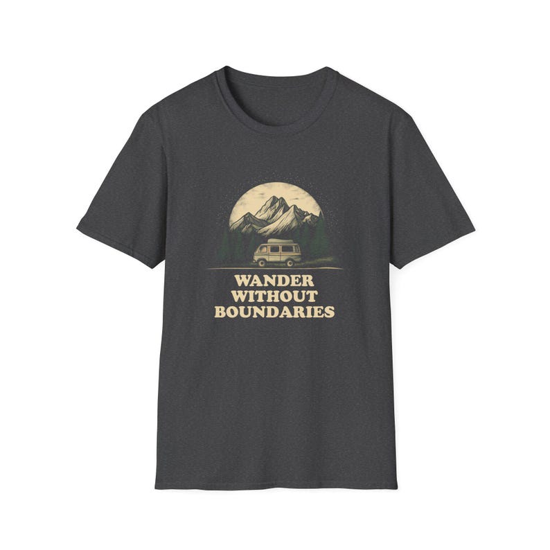 Wander Without Boundaries Van Life T-Shirt | Minimalist Road Trip Graphic Tee Gift for Nomads, Travelers, and Outdoor Lovers, Camping Van image 6