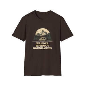 Wander Without Boundaries Van Life T-Shirt | Minimalist Road Trip Graphic Tee Gift for Nomads, Travelers, and Outdoor Lovers, Camping Van image 4