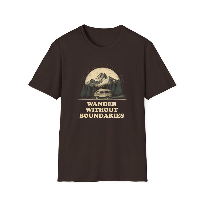 Wander Without Boundaries Van Life T-Shirt | Minimalist Road Trip Graphic Tee Gift for Nomads, Travelers, and Outdoor Lovers, Camping Van image 4
