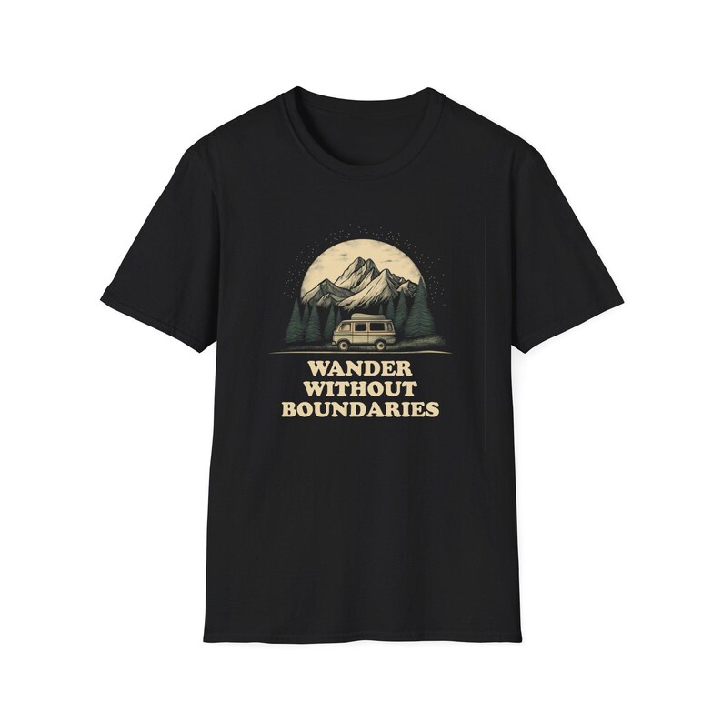 Wander Without Boundaries Van Life T-Shirt | Minimalist Road Trip Graphic Tee Gift for Nomads, Travelers, and Outdoor Lovers, Camping Van image 3