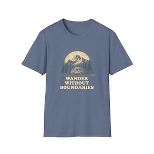 Wander Without Boundaries Van Life T-Shirt | Minimalist Road Trip Graphic Tee Gift for Nomads, Travelers, and Outdoor Lovers, Camping Van image 7