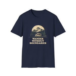 Wander Without Boundaries Van Life T-Shirt | Minimalist Road Trip Graphic Tee Gift for Nomads, Travelers, and Outdoor Lovers, Camping Van image 9