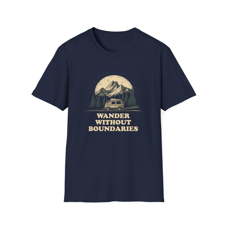 Wander Without Boundaries Van Life T-Shirt | Minimalist Road Trip Graphic Tee Gift for Nomads, Travelers, and Outdoor Lovers, Camping Van image 9