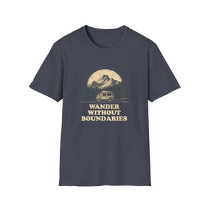 Wander Without Boundaries Van Life T-Shirt | Minimalist Road Trip Graphic Tee Gift for Nomads, Travelers, and Outdoor Lovers, Camping Van image 10