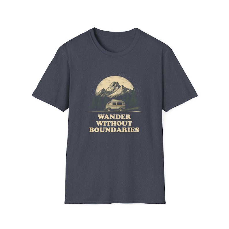 Wander Without Boundaries Van Life T-Shirt | Minimalist Road Trip Graphic Tee Gift for Nomads, Travelers, and Outdoor Lovers, Camping Van image 10