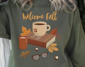 Cute Fall Vibes Sweatshirt, Book Lover Gift, Introvert Clothing, Cozy Autumn Reading Sweater, Pumpkin Spice, Homebody Shirt, Candle