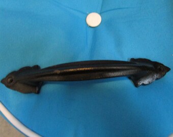 Vintage Jet Black Large Iron Handle Pull Handle