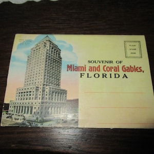 Mid Century Souvenir of Miami and Coral Gables Florida Postcard Picture Book